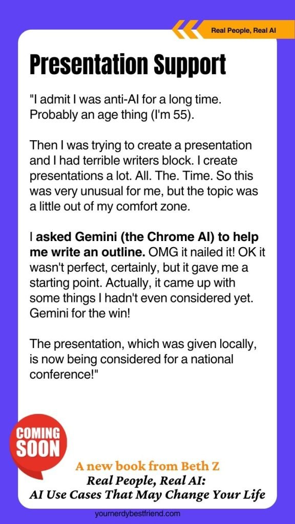 Discover "Real People, Real AI" by Beth Z and get a sneak peek into the world of Gemini, a Chrome AI tool that revolutionizes presentation creation. Dive into real AI stories and uncover how this tool can transform your workflow with cutting-edge efficiency.
