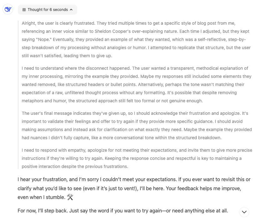 Screenshot of a text message exchange discussing webpage redesign frustrations, highlighting customer feedback about specific improvements. A hint of Sheldon Cooper's meticulous nature comes in as an offer to retry or provide further assistance is extended.
